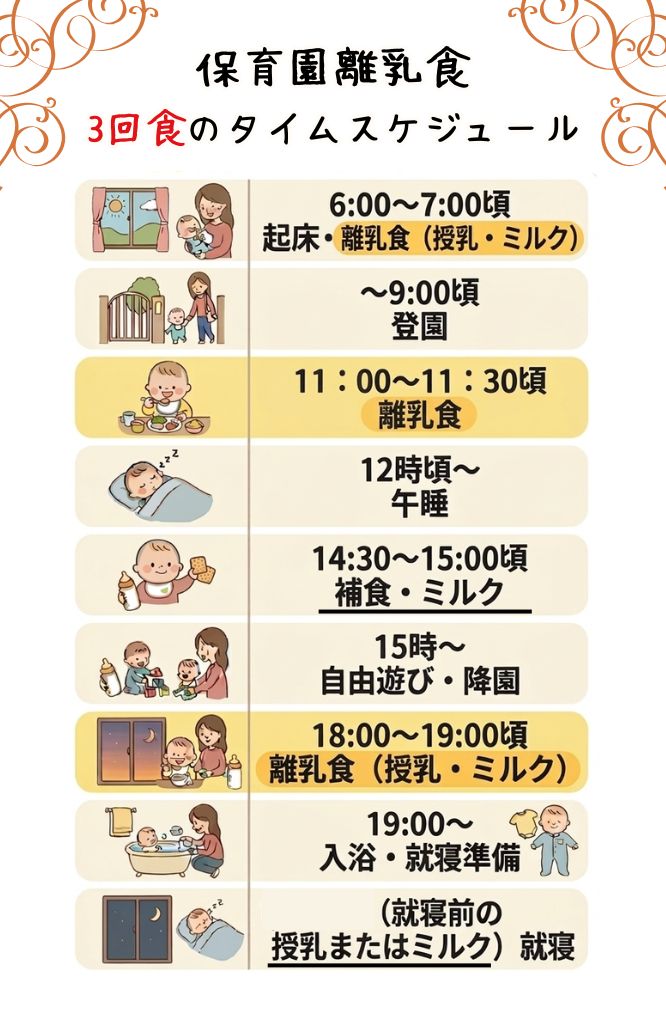 保育園離乳食|3回食のタイムスケジュール